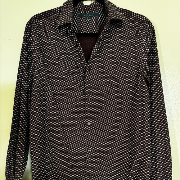 Perry Ellis Burgundy Geometric Print Shirt - Picture 1 of 2